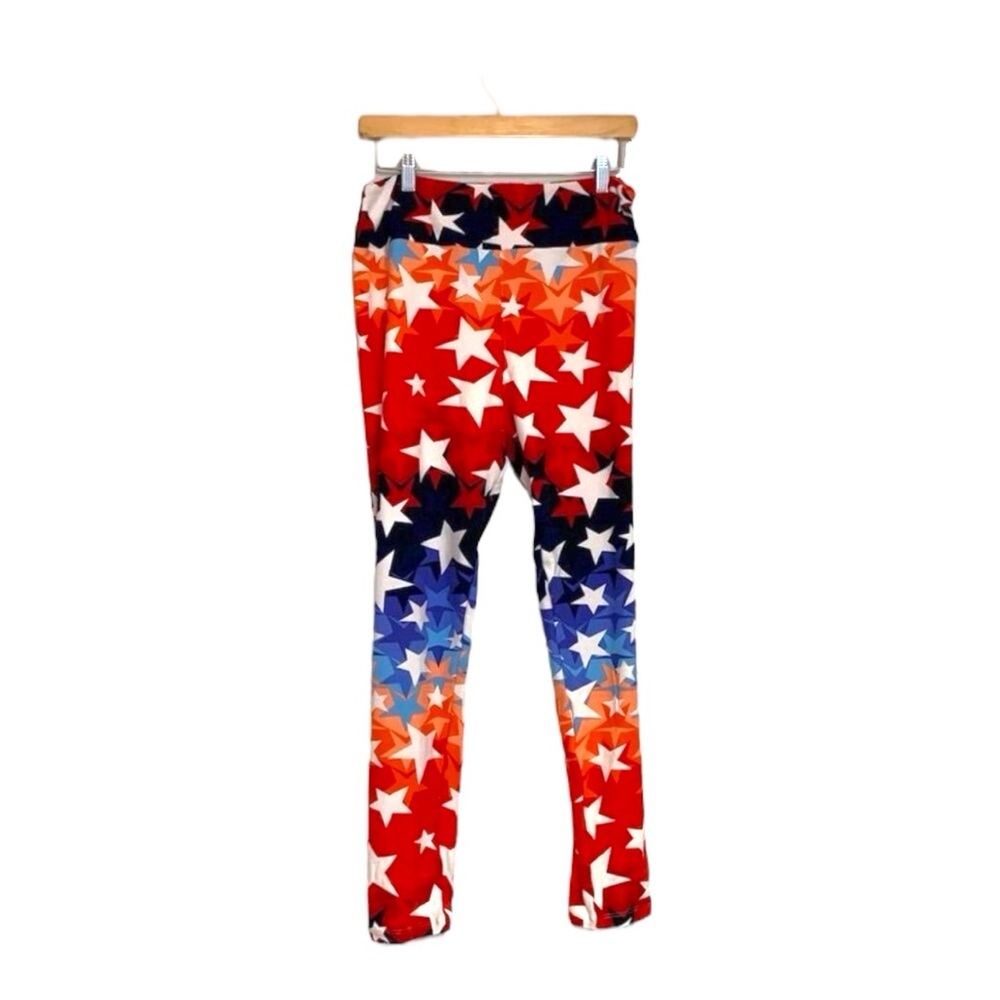 LuLaRoe Leggings Patriotic Stars Red White Blue Women's Tall & Curvy NWOT